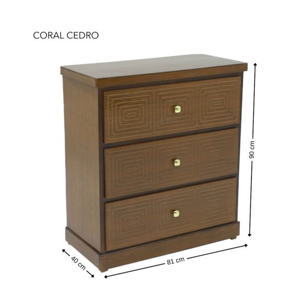 CORAL 3 CAJONES EN CEDRO Y ONIX METALICO - Imagen 5