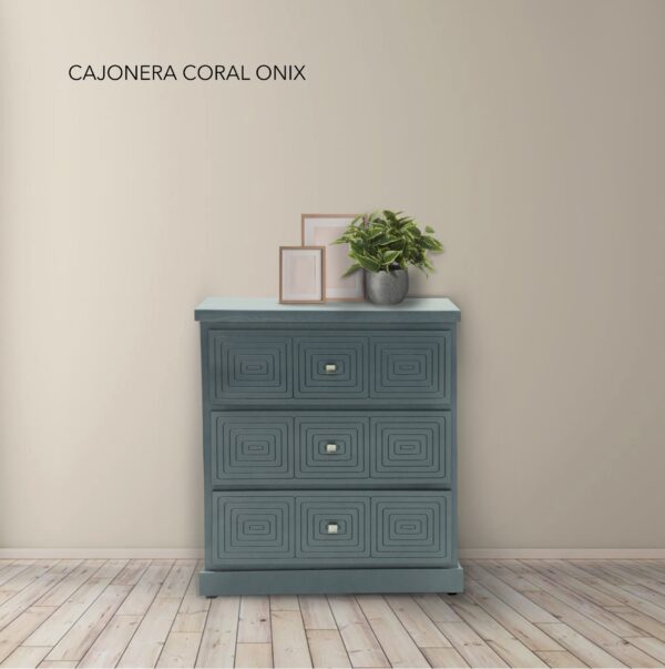 CORAL 3 CAJONES EN CEDRO Y ONIX METALICO - Imagen 6