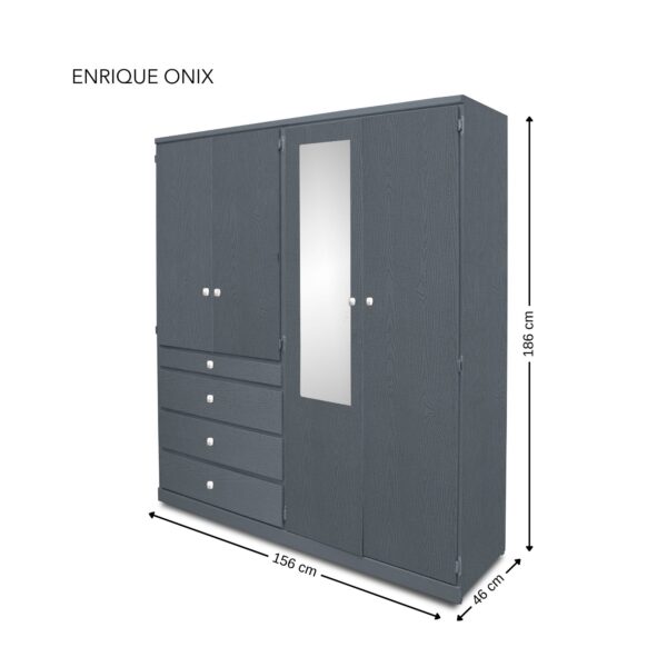 CLOSET ENRIQUE 2 PZAS. 154 ANCHCOLORES EN ( CHOCOLATE Y ONIX METALICO ) - Imagen 4