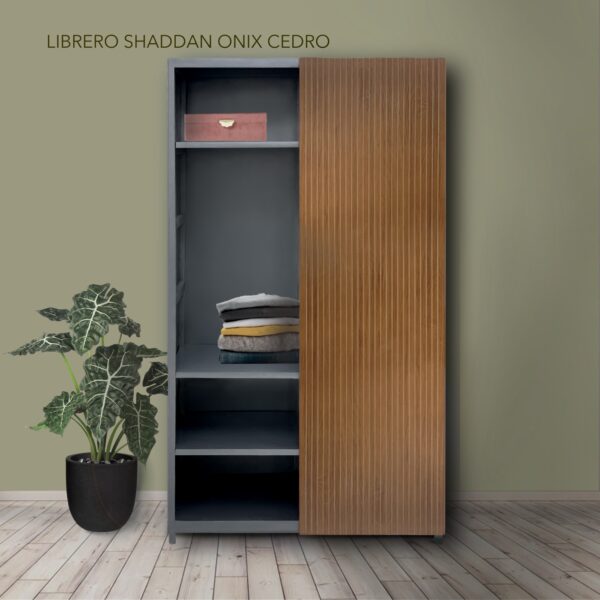 LIBRERO SHADDAM  CUERPO ONIX PTA CEDRO - Imagen 2