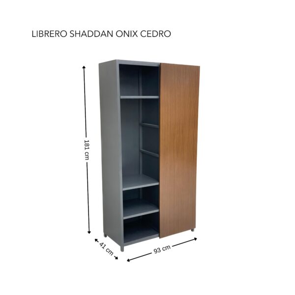 LIBRERO SHADDAM  CUERPO ONIX PTA CEDRO - Imagen 5