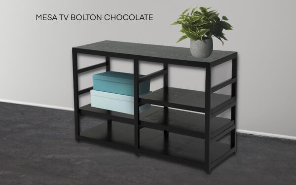 MESA TV BOLTON 3 ENTREPAÑOS CHOCOLATE 120 ANCH