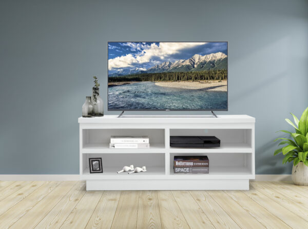 MESA TV DERBY150 CM ENTREPAÑOS BLANCOS