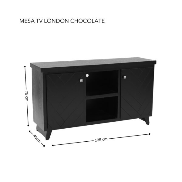 MESA TV LONDON 2 PTA. LADRILLO CHOCOLATE  135 ANCH - Imagen 5