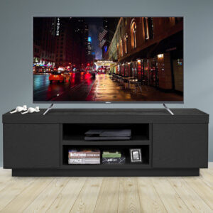 MESA TV PRESTON 2 PTA.  EN COLORES ONIX METALICO O CHOCOLATE TEXTURA180 ANCH