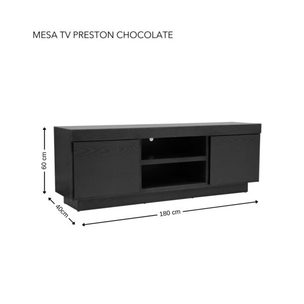MESA TV PRESTON 2 PTA.  EN COLORES ONIX METALICO O CHOCOLATE TEXTURA180 ANCH - Imagen 6