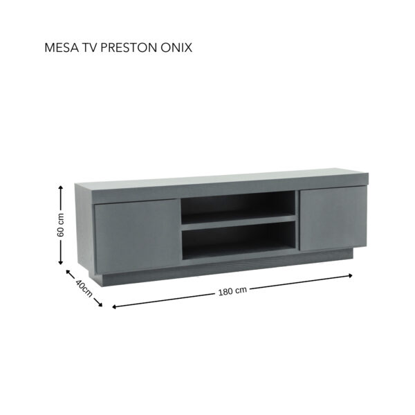 MESA TV PRESTON 2 PTA.  EN COLORES ONIX METALICO O CHOCOLATE TEXTURA180 ANCH - Imagen 11