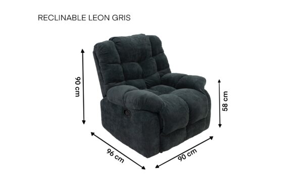 RECLINABLE LEON EN TELA VELVET LATE, VELVET CHOCOLATE O VELVET GRIS - Imagen 7