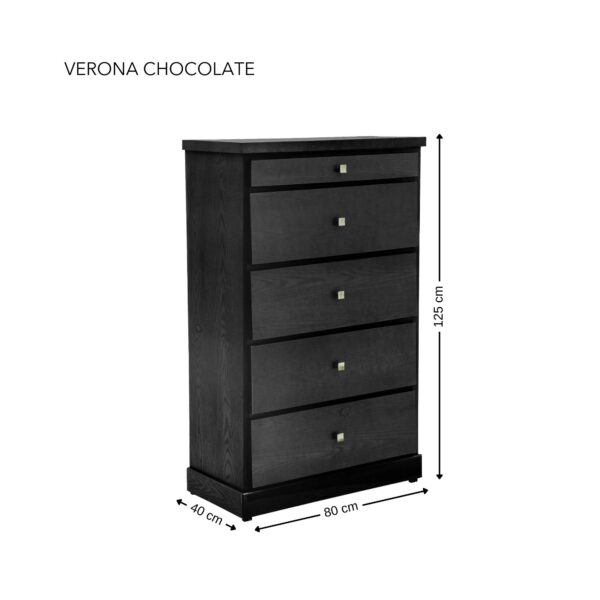 VERONA 5 CAJONES CHOCOLATE LISO - Imagen 6