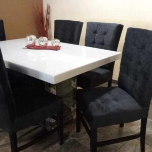 COMEDOR CON 6 SILLAS VEROCHI TERCIOPELO NEGRO