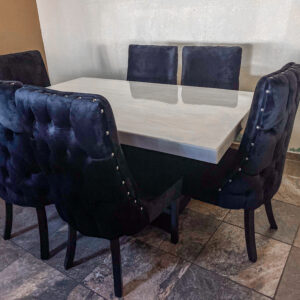 COMEDOR CON 6 SILLAS PARIS TERCIOPELO NEGRO.