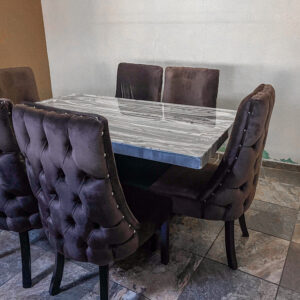 COMEDOR CON 6 SILLAS PARIS TERCIOPELO CHOCOLATE