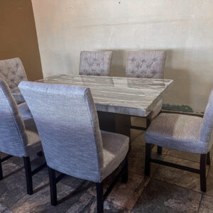 COMEDOR CON 6 SILLAS ADES QUEEN PLATINO
