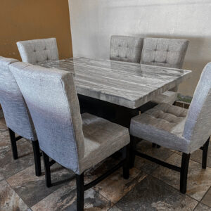 COMEDOR CON 6 SILLAS VEROCHI QUEEN PLATINO