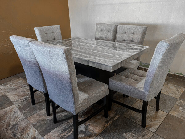 COMEDOR CON 6 SILLAS VEROCHI QUEEN PLATINO