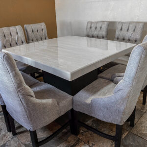 COMEDOR CON 8 SILLAS SASHA QUEEN PLATINO