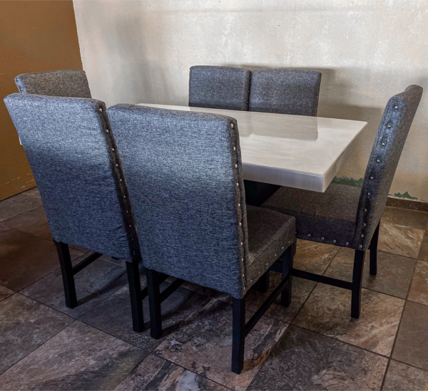 COMEDOR CON 6 SILLAS SOFI GLEN DARK GREY