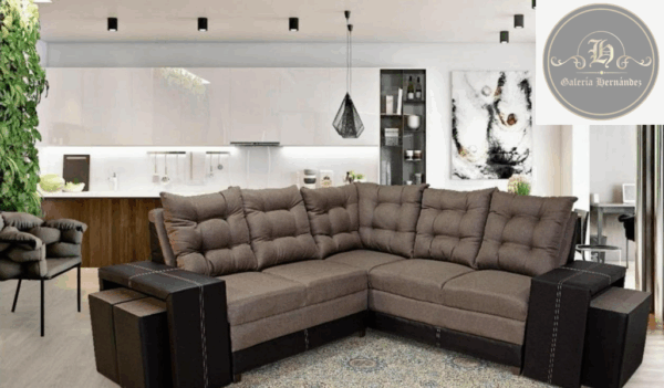 SALA PRAGA ESQUINERA GRIS/CAFE - Imagen 2