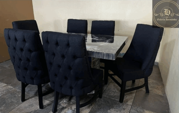 COMEDOR PARIS ANDROMEDA NEGRO 6 SILLAS