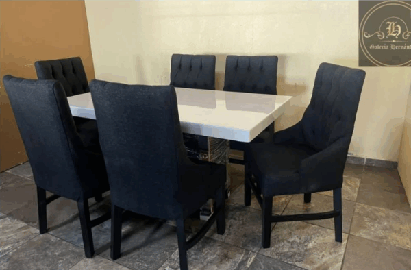 COMEDOR SASHA ANDROMEDA NEGRO 6 SILLAS