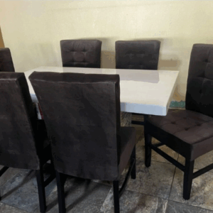 COMEDOR VEROCHI TERCIOPELO CHOCOLATE 6 SILLAS